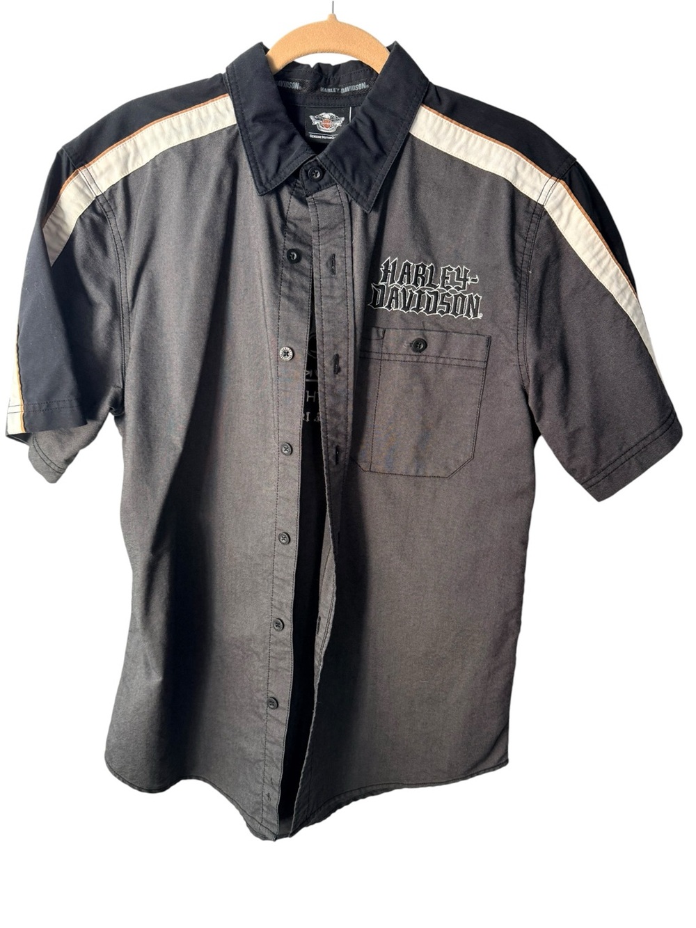 Harley-Davidson Men’s Black Short Sleeve Button-Down Shirt Size Medium